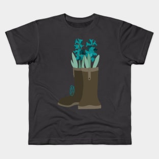 Hyacinth Rain Boots Kids T-Shirt